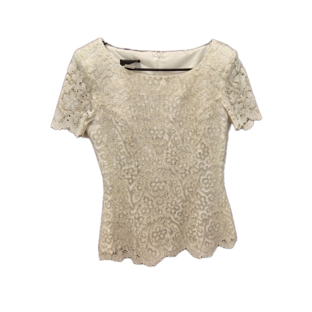 VTG 80s Lace Top Womens XS Coquette Ivory Cottage Victoria Floral Regency Fairy